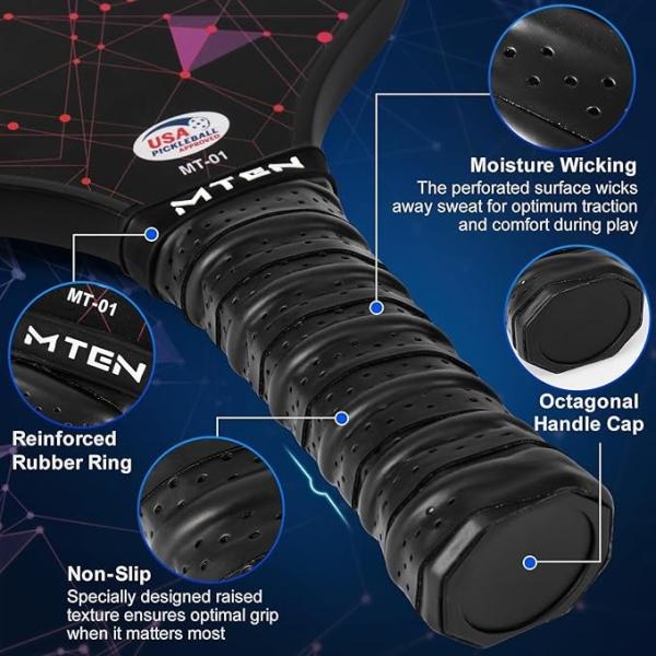 USAPA Approved Fiberglass Surface Pickleball Set with Indoor Pickleball Rackets Pickleball Paddles Set