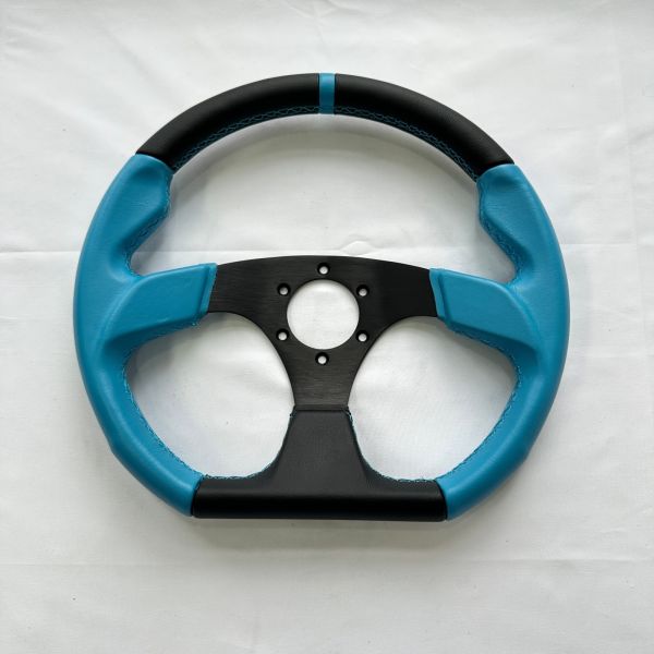Blue Black 15 Inch Racing Steering Wheel 3 Spoke Flat Bottom ODM