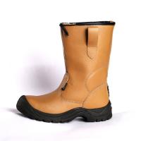 Shengjie Shock Proof Yellow Leather High Top Safety Boots Proteção de Dedo de Aço Proteção de Piso PU Soluça de Aço Sapatos de Segurança