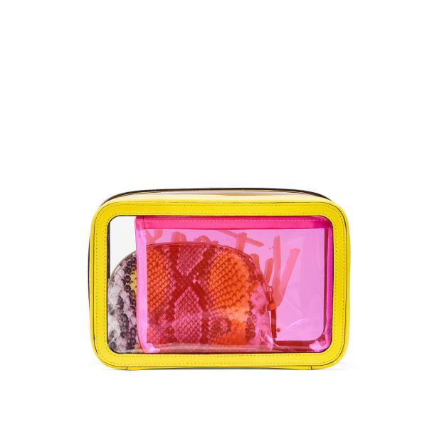 Travel Cosmetic Bag PVC Make-up Pouch Handle Straps for Women Men, Carry On Airport Airline Compliant Quart Bags