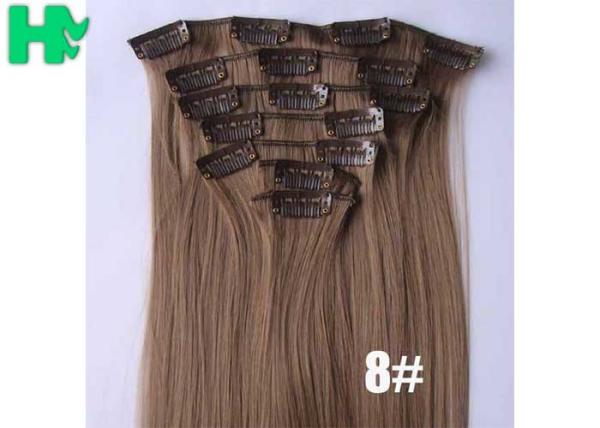 Colored Clip In Synthetic Hair Extensions Fake Hair Wigs For White Women