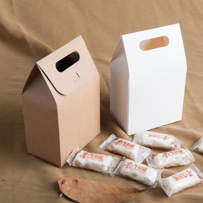 Reusable Portable Kraft Paper Bag Macaron Cake Box Simple Flip Cover Packaging Biscuit Bag