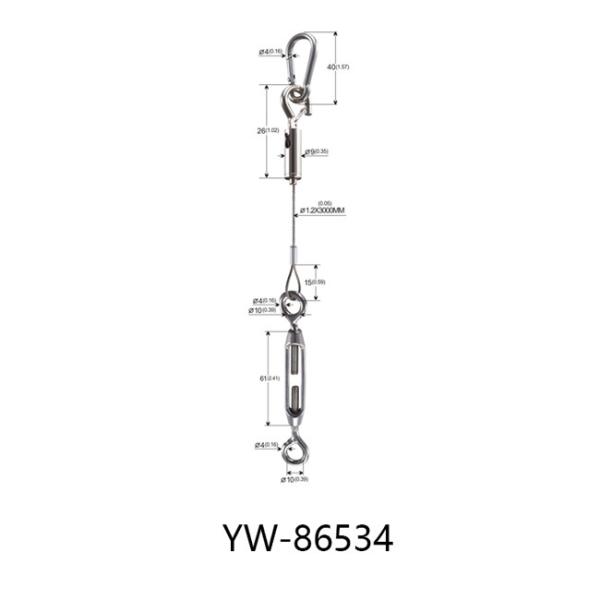 Loop And Eye Stainless Steel Cable Lanyards With 28mm Button YW86533
