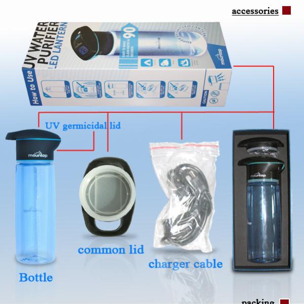 Portable Mountop Outdoor Sports UV Water Purifier & Handy Bottle LED For Camping Hiking