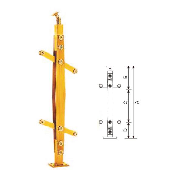 Современный дизайн 304 316 золотых серебряных стеклянных балясин нержавеющей стали перил
