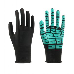 13 Gauge Rubber Dipped Gloves with Latex Dots Coating and Open Back Design for Enhanced Grip and Comfort