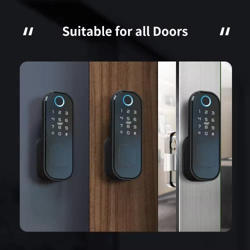 Facile à installer Tuya Wifi activé empreinte digitale Porte en verre Smart Lock