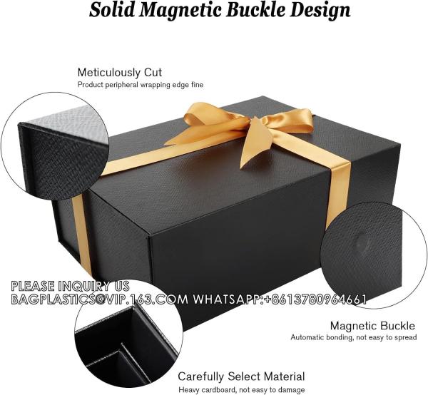 Gift Box With Lid Black Magnetic Close Decorative Boxes Christmas Thanksgiving Birthday Wedding Bridesmaid Gift