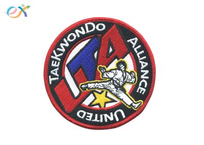 Round Embroidered Sports Patches , Iron On Embroidered Patches For Sportswear