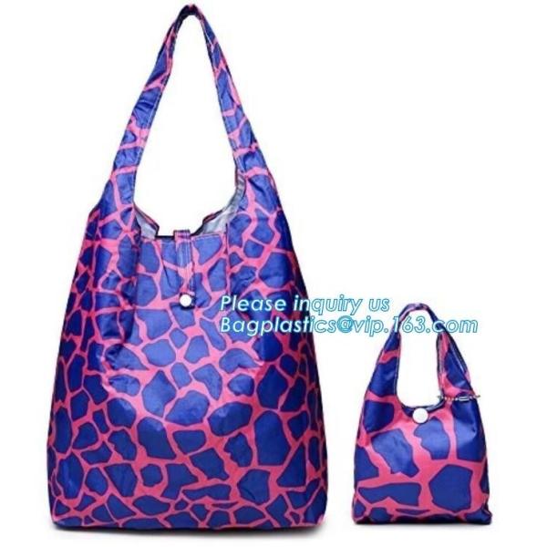 Custom good quality smart portable polyester reusable folding shopping bag，210T polyester drawstring bag/drawstring back