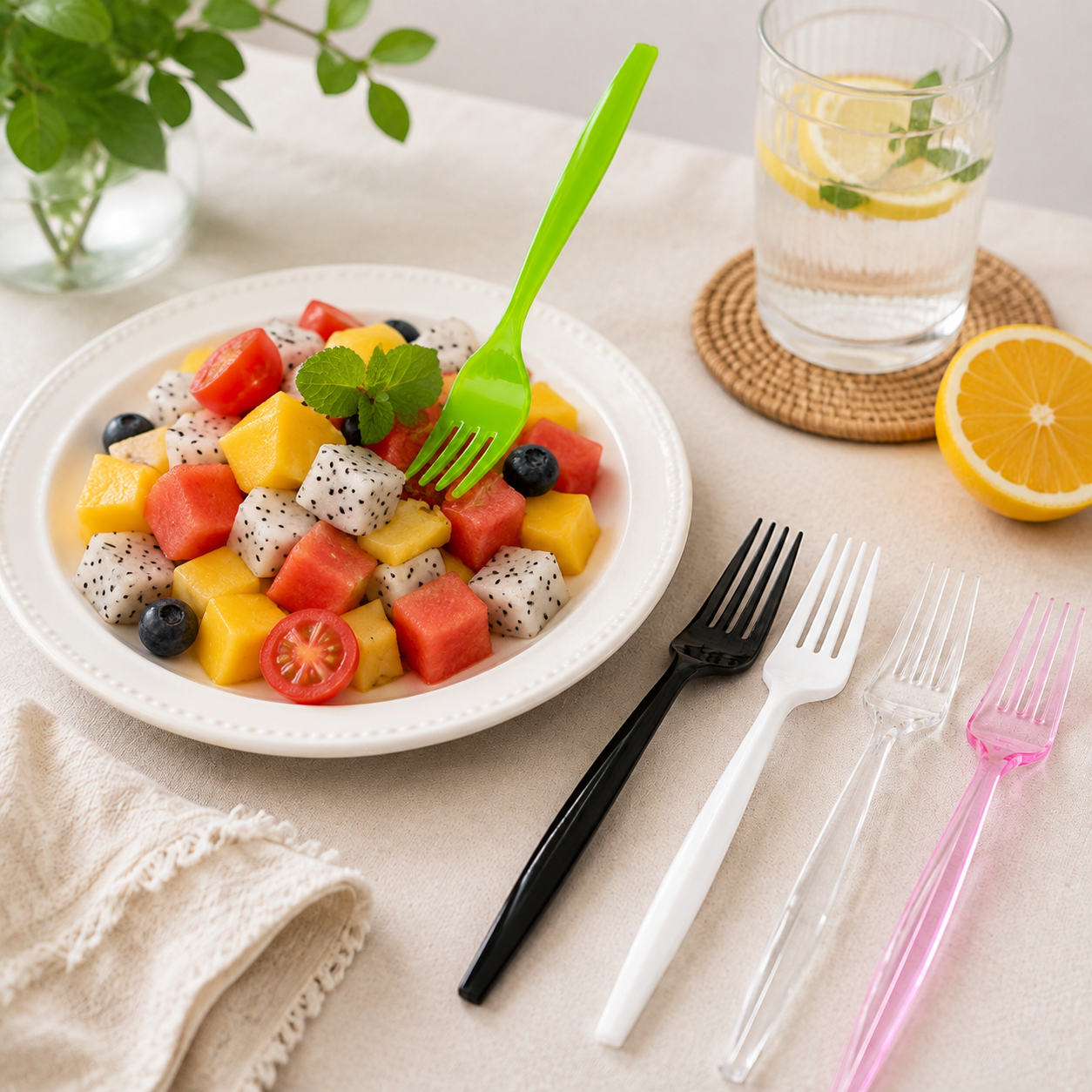 Large Disposable PP Fork 150mm For Pasta Salads Barbecue / Takeaway Meals