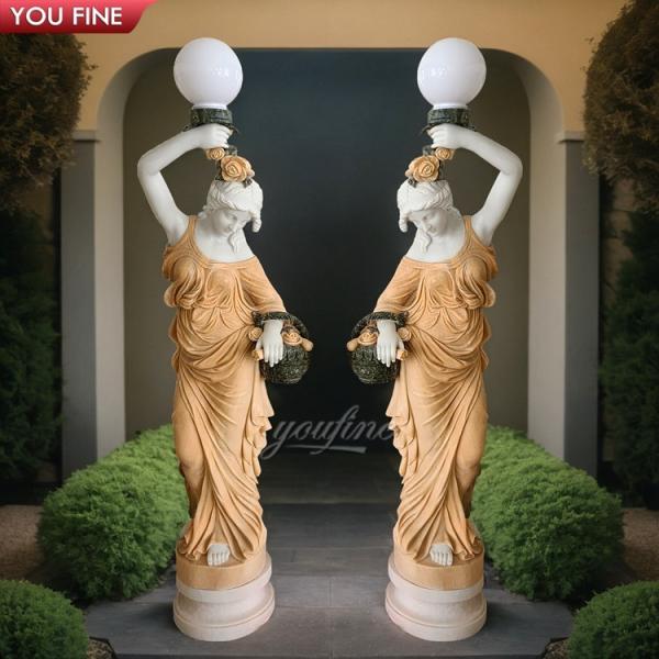 Home Decor Marble Lady Statue with Lamp