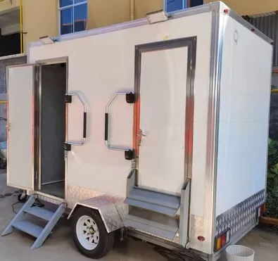 Luxury Mobile Toilet Trailer 2 Stall Insulated Weatherproof Portable Restroom Outdoor Event Sanitation