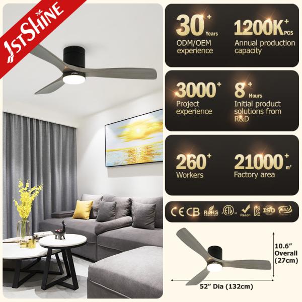 Baixo ruído 35W Decorativo Economização de espaço Flush Mount Ventilador de teto com luz LED