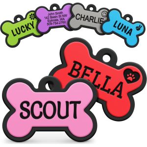 Waterproof Adjustable Silicone Pet Collars & Custom Engraved Pet ID Tags, Durable Dog Cat Collar Tags Set, B2B Wholesale Factory Direct