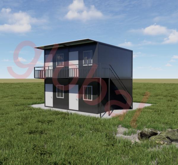 Bi-Level Commercial Container Suite: Detachable Structure with Stairs & Viewing Deck