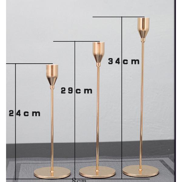 Wholesale simple 3 piece set rose gold metal candlestick holder for home wedding decoration