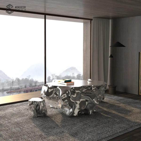 Абстрактная современная роскошная мебель 1,2 м из нержавеющей стали Тайху каменная таблица