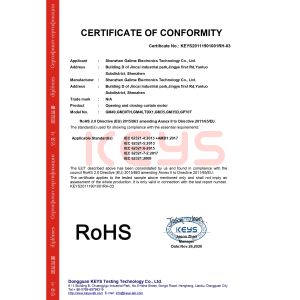 Shenzhen Galime Electronics Technology Co., Ltd. Certifications