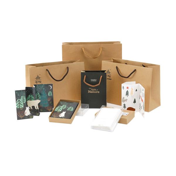 FSC Recyclable Flat Handle Kraft Paper Shopping Bags For Clothing Packaging