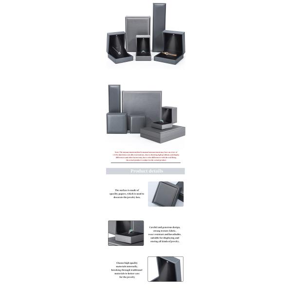 Grey Lightweight Leather LED Jewelry Box Luxury Packaging For Bracelet Necklace Ring