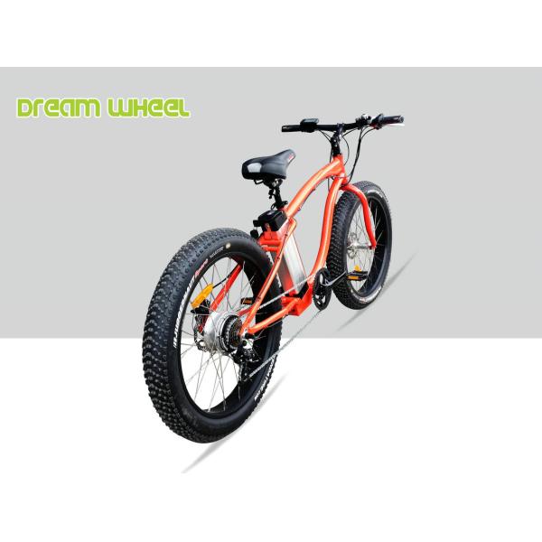 750W Electric Beach Cruiser Bikes Orange Aluminum Alloy 6061