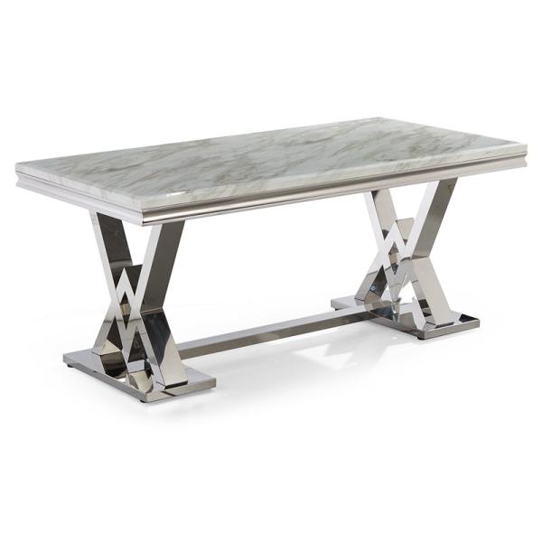 Nordic Marble Modern Luxe Stainless Steel Leg Dining Table Restaurant High End