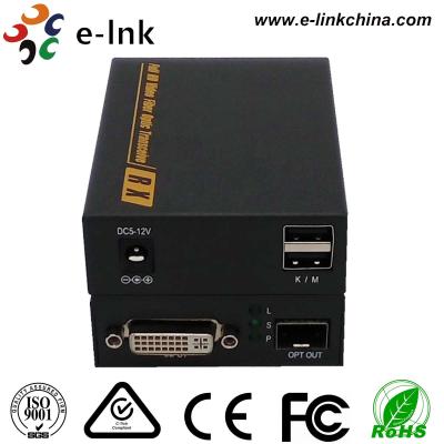 10 vídeo do único modo DVI do gigabit a C.C. 5V~12V/2A do conversor 1310nm 4K DVI KVM da fibra