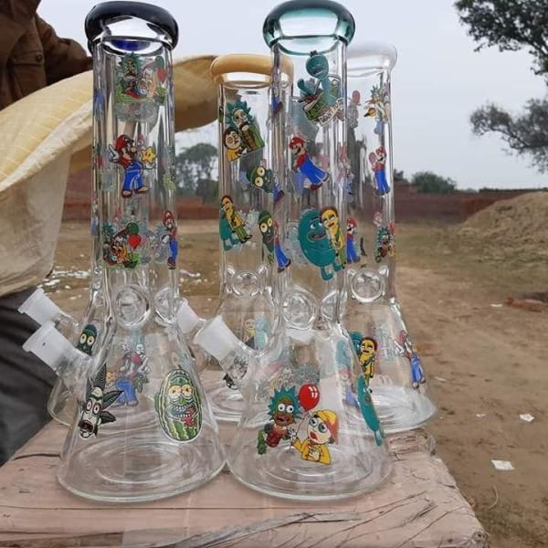 Solha de vidro cor-de-rosa de vidro Rig Flower Percolator Hookahs Heady do óleo de 8 tubulações de água da polegada