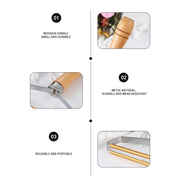 Eliminatorio de vello para mascotas Cepilla de mango de madera Productos de aseo de acero inoxidable Perro de limpieza Gato