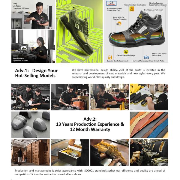 CE S3 Heavy Duty Safety Shoes Work Boots Waterproof Leather Work Boots Composite Plastic Toe