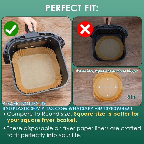 Air Fryer Paper Liners,125Pcs Parchment Paper, Air Fryer Disposable Paper Liner For Microwave, Air Fryer Liner