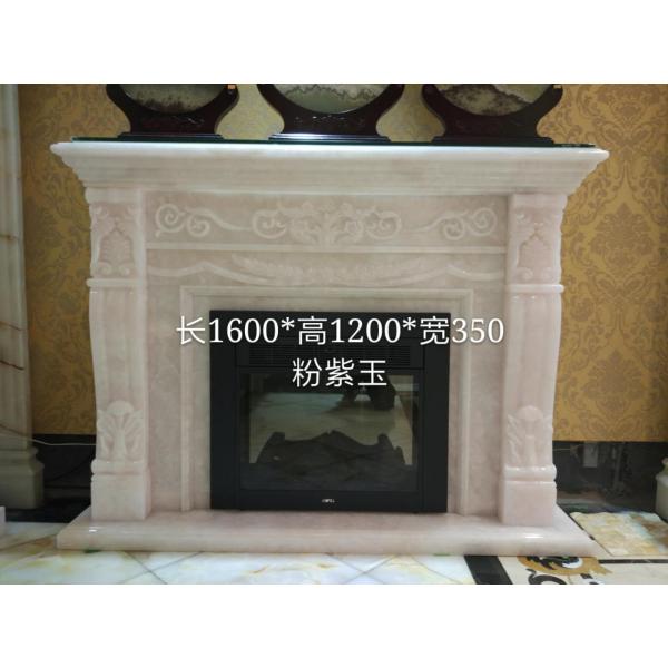 Customized Size Beige Marble Fireplace Surround With Polished / Drawing Surface