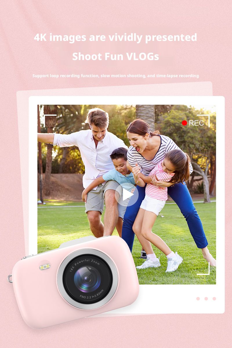 4K 64MP Optical Zoom Digital Camera 16x Electronic Image Stabilization HD Screen Auto Focus Smile Capture Compact Portable