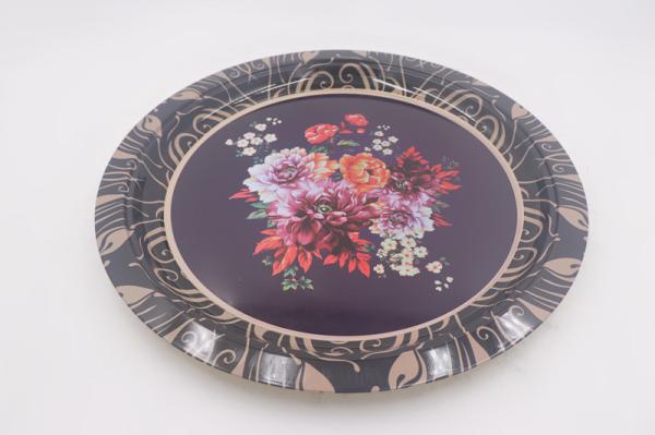 33cm Florla dinner plates metal steel plate set tableware round shape serving tray