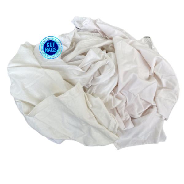IMPA 232906 Reclaimed Cotton Cut Used T-shirt Cloth Printed WHITE Rag 10kg White Recycled Rags in Bulk Mixed Rags