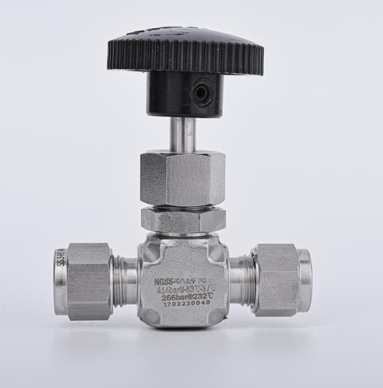 SS316 Stainless Steel Double Ferrule Needle Valve Straight Compression End Knurled Handwheel Needle Globe Valve