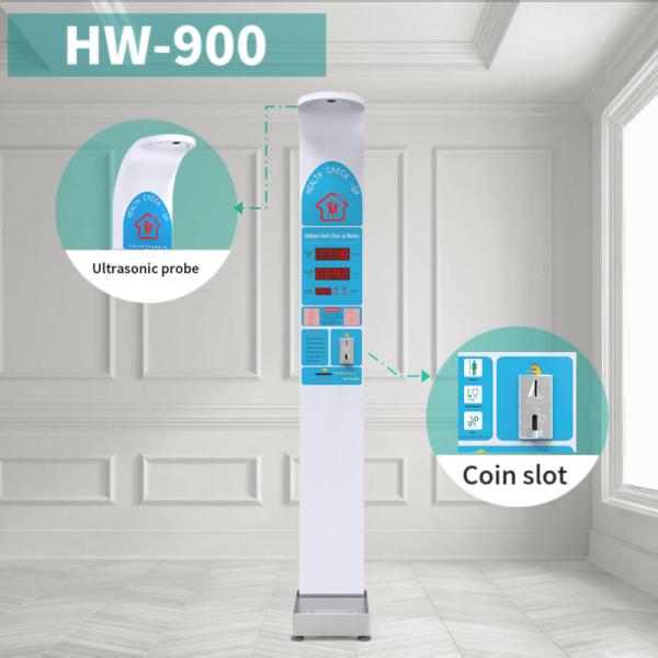 Coin Operated Ultrasonic Body Height and Weight Meter 100-240V Power Supply 33*55*235cm