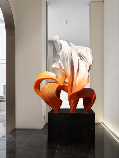 Base de mármore de escultura de flor de fibra de vidro