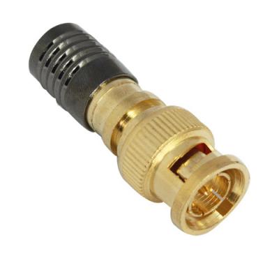 Conector coaxial chapeado de cobre e dourado do CCTV do homem da compressão BNC com um Pin