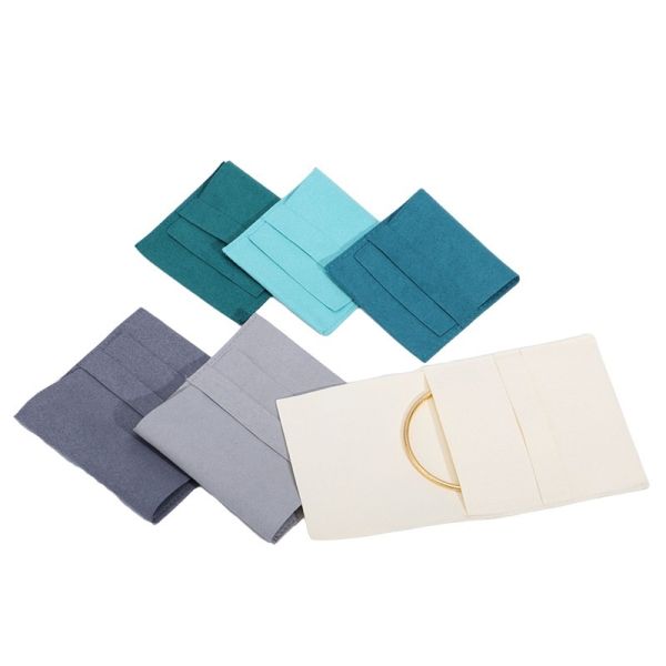 Elegant Luxury Noble Eco Friendly Biodegradable Jewelry Velvet Bag Ring Necklace Jewelry Bag Dustproof Flip Cover Jewelry Storage Bag Wholesale