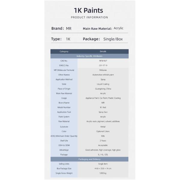 Resistencia a la luz pintura para automóviles púrpura pintura para automóviles 1K 1L / 4L / 20L paquete