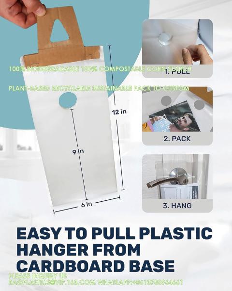 Door Hanger Bags 6 X 12 Inches - Clear Door Hanger Bags Protects Flyers, Brochures, Notices, Printed Materials