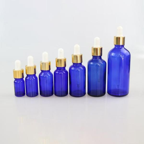 Botella de aceite esencial de vidrio de 30 ml, 50 ml y 100 ml - azul mate reciclable