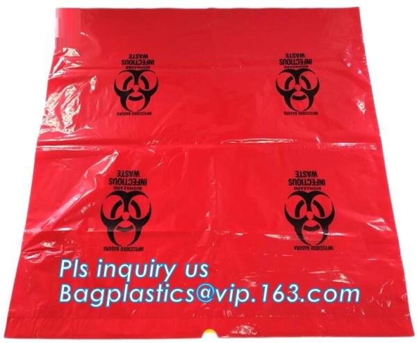 Disposable biohazard infectious plastic drawstring medical waste bag, Promotional mini biohazard drawstring packaging ba