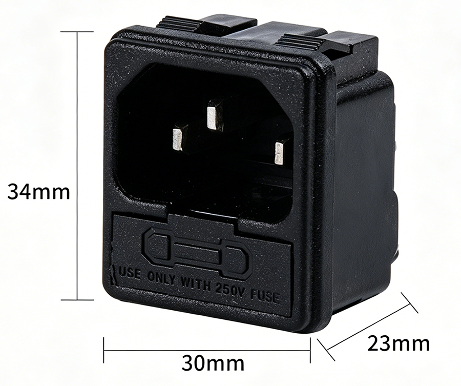 IEC 60320 AC Power Socket 10A 1500V Panel Mount for UPS Systems