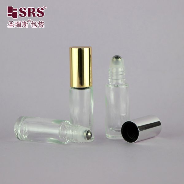 Customized Printing 4ml Perfume Roller Bottles Round Shape Transparent Glass Roll on Bottle