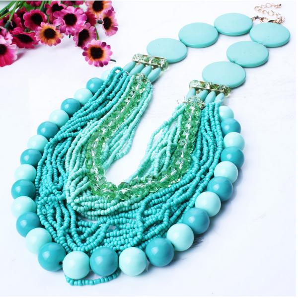 Retro fashion bohemian handmade beads multi-chain necklace clavicle