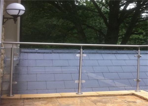 Balcony Stainless Steel Glass Balustrade , Stainless Steel Railing With Glass Designs