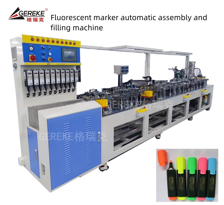Fluorescent Color Pen Assembly Machine PLC Controlled with Intelligent Point Glue